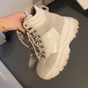 Aqua 2 inch platform lace up combat boots!